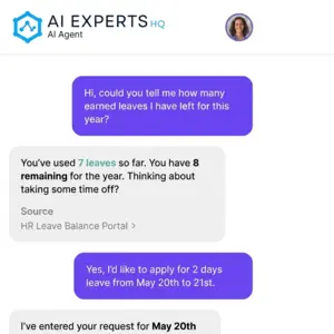 AIExperts AI chatbot for lead generation and support